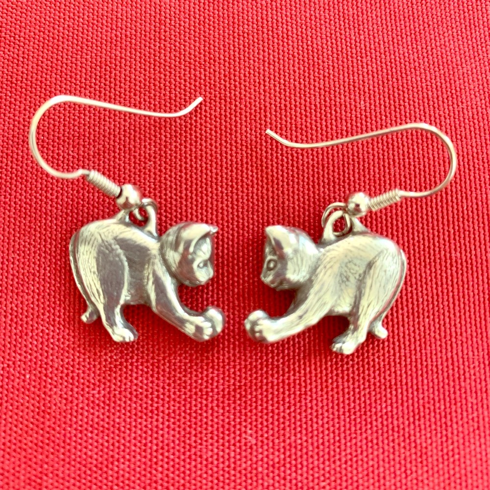 Sterling Silver Cat Earrings